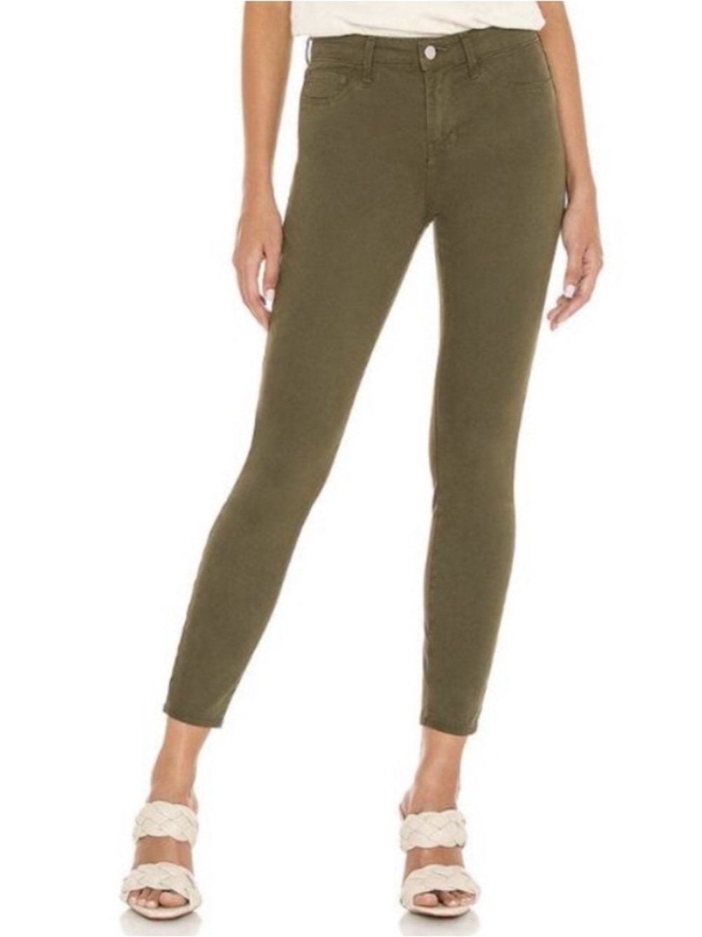 L'AGENCE Margot High Rise Skinny Ankle Grunge Indie Olive Night Jeans EUC Sz 29